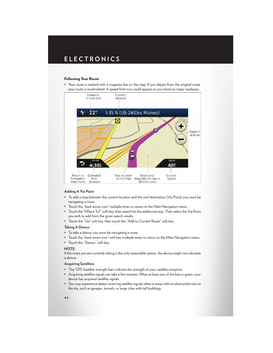 Following your route | Chrysler 2013 200 Convertible - User Guide User Manual | Page 46 / 116