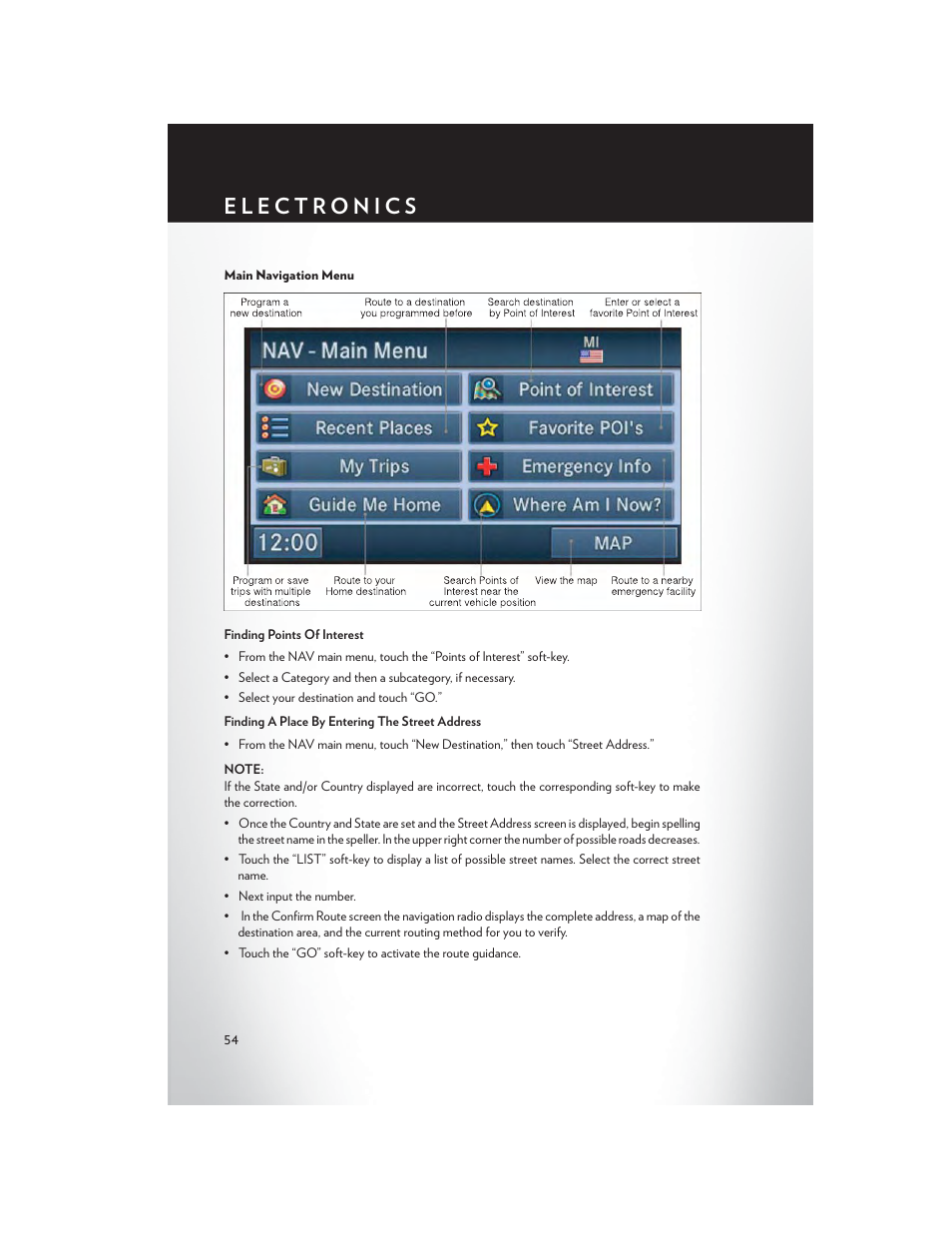 Main navigation menu | Chrysler 2013 200 Convertible - User Guide User Manual | Page 56 / 116