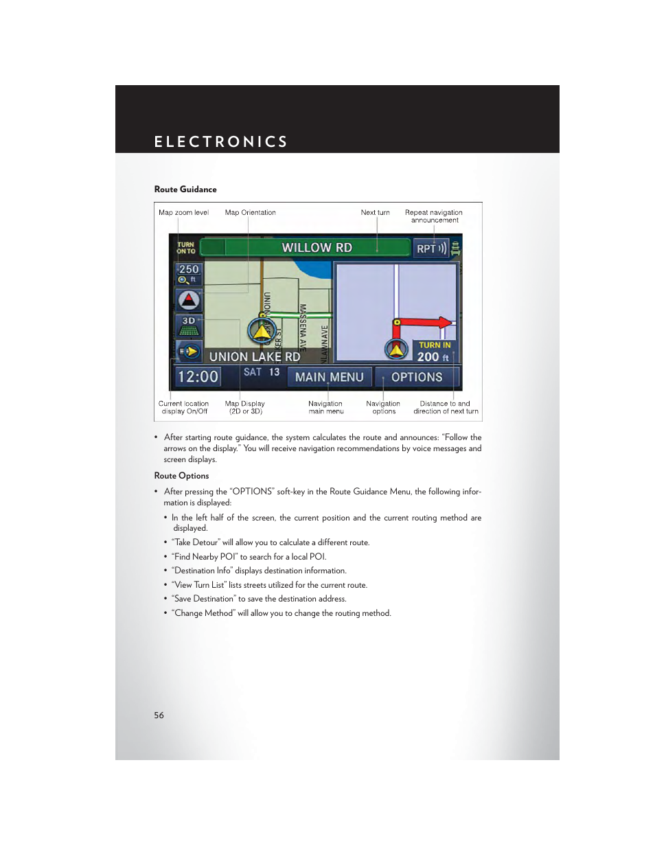 Route guidance | Chrysler 2013 200 Convertible - User Guide User Manual | Page 58 / 116