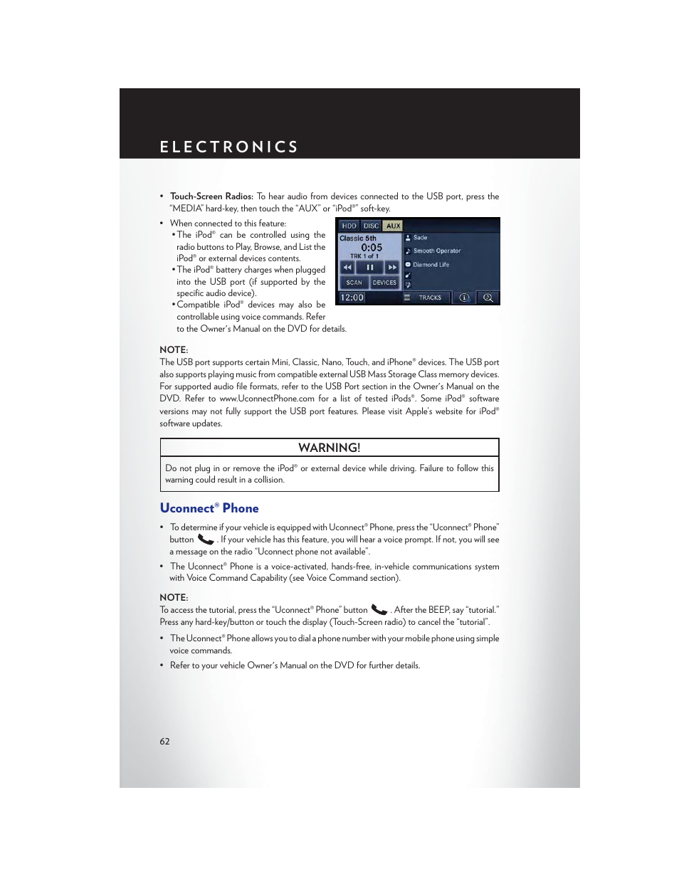 Uconnect® phone | Chrysler 2013 200 Convertible - User Guide User Manual | Page 64 / 116