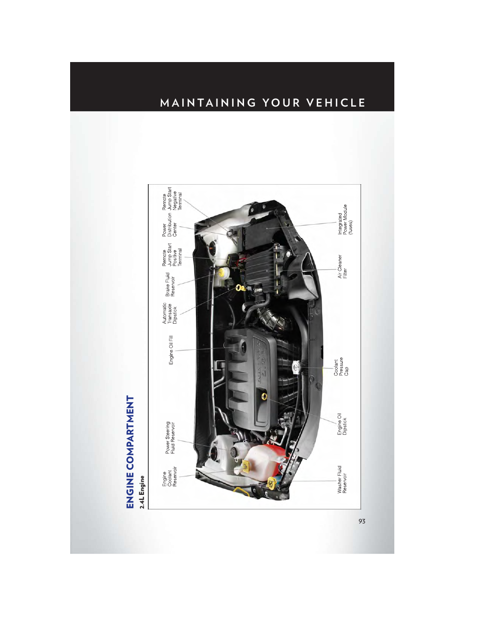 Engine compartment, 4l engine | Chrysler 2013 200 Convertible - User Guide User Manual | Page 95 / 116