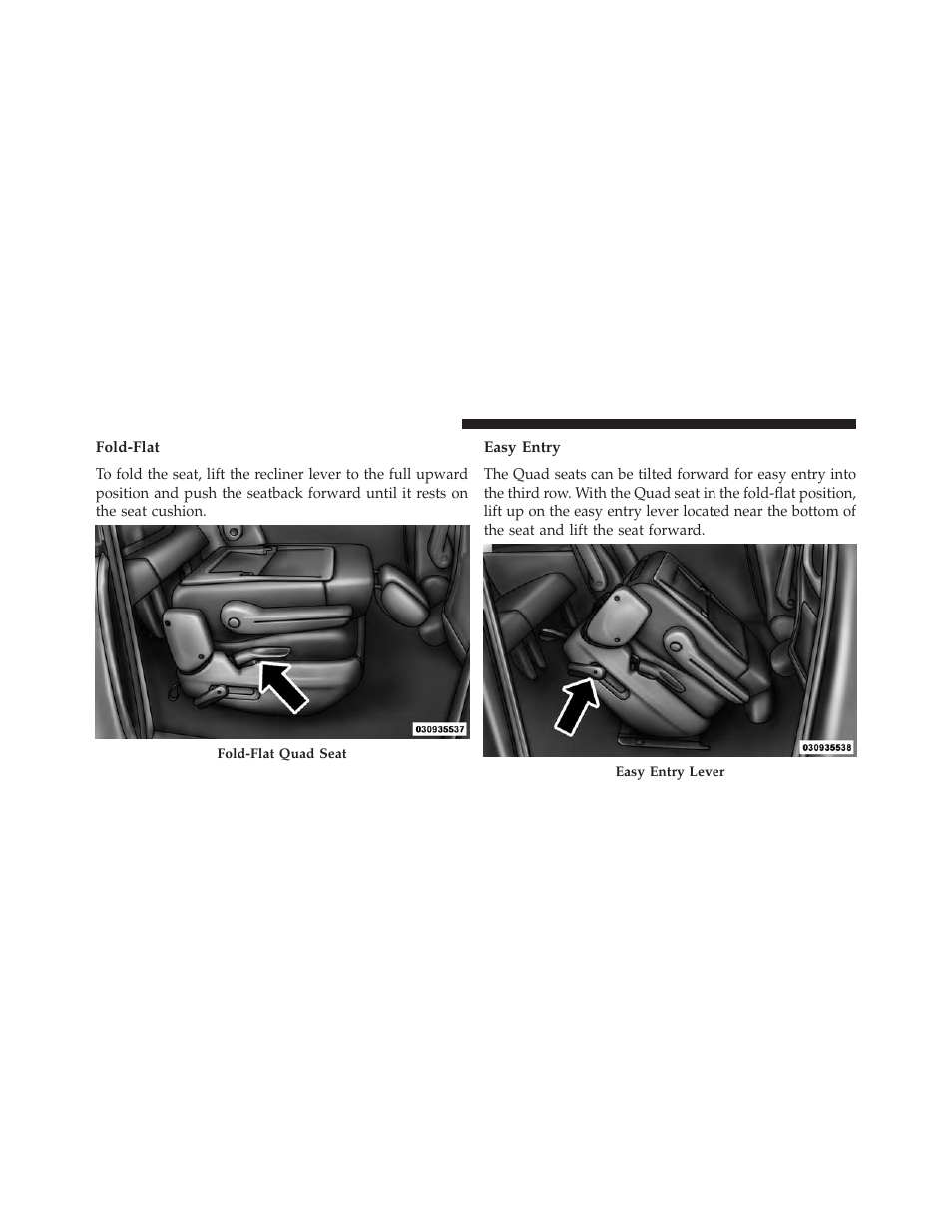 Fold-flat, Easy entry | Chrysler 2013 Country - Owner Manual User Manual | Page 210 / 699