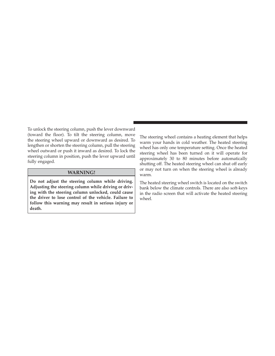 Heated steering wheel — if equipped | Chrysler 2013 Country - Owner Manual User Manual | Page 238 / 699