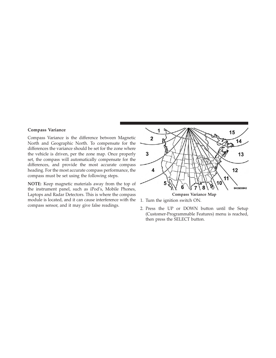 Compass variance | Chrysler 2013 Country - Owner Manual User Manual | Page 348 / 699