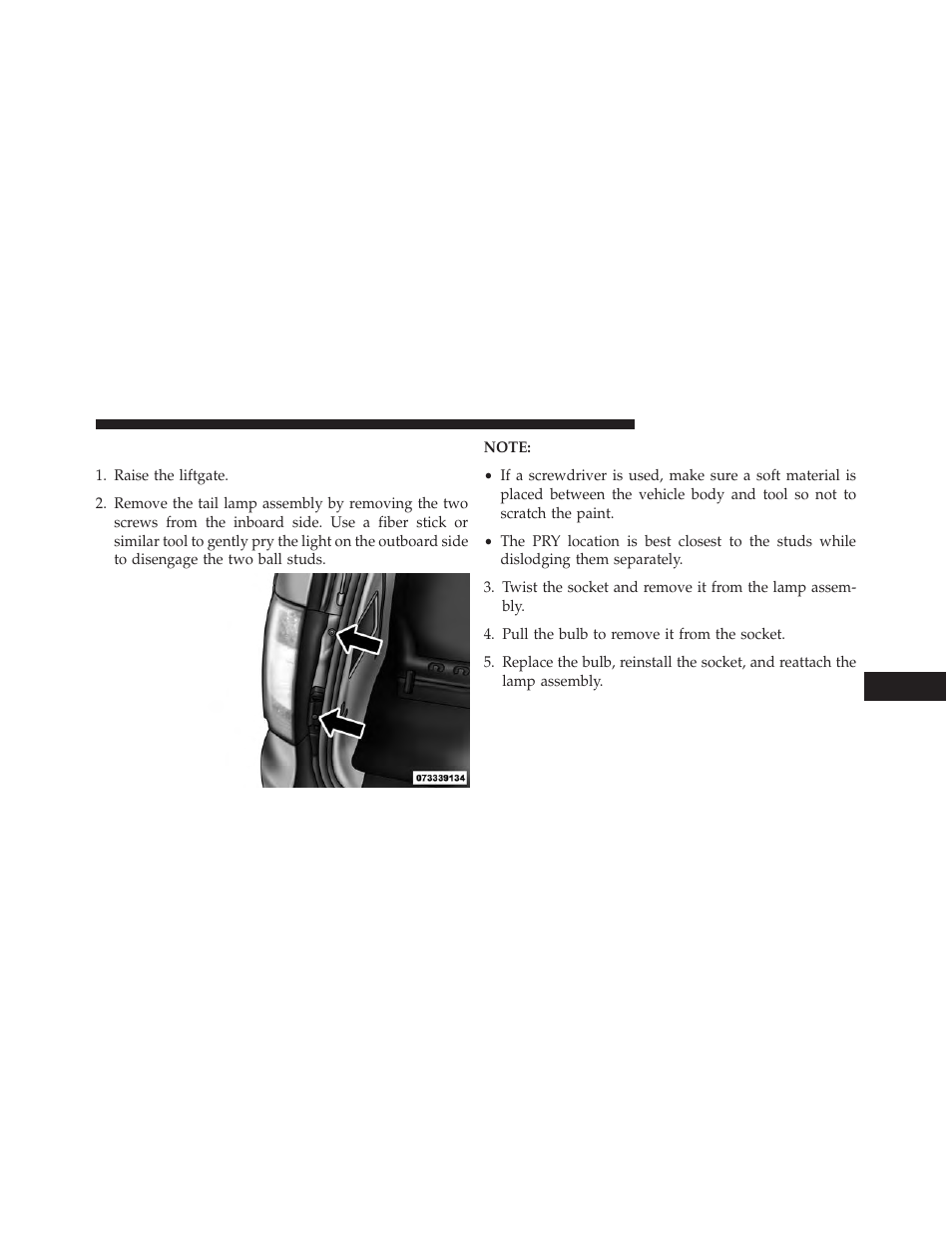 Rear turn signal and backup lamp | Chrysler 2013 Country - Owner Manual User Manual | Page 653 / 699