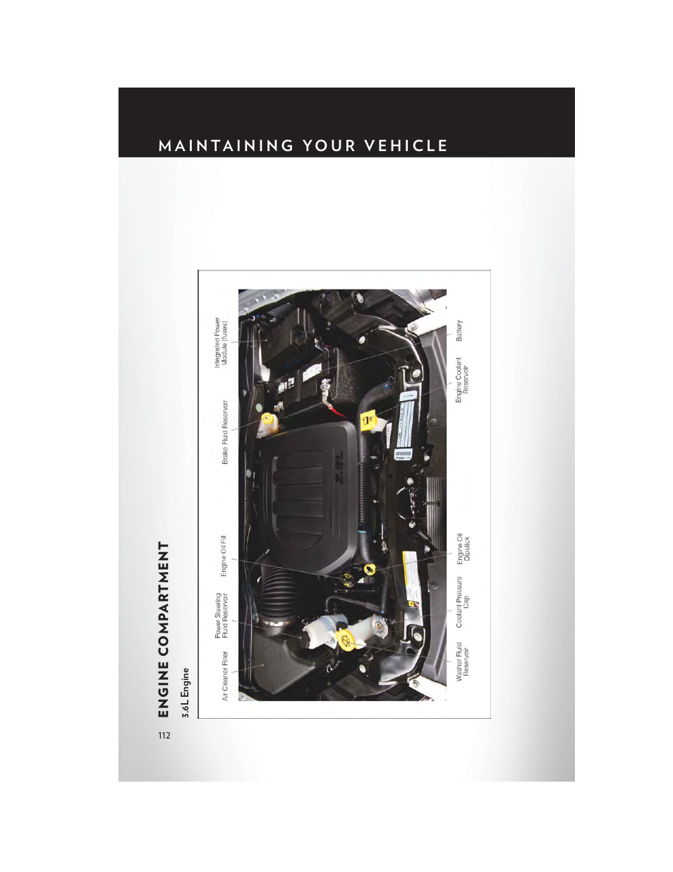 Engine compartment, 6l engine | Chrysler 2013 Country - User Guide User Manual | Page 114 / 140