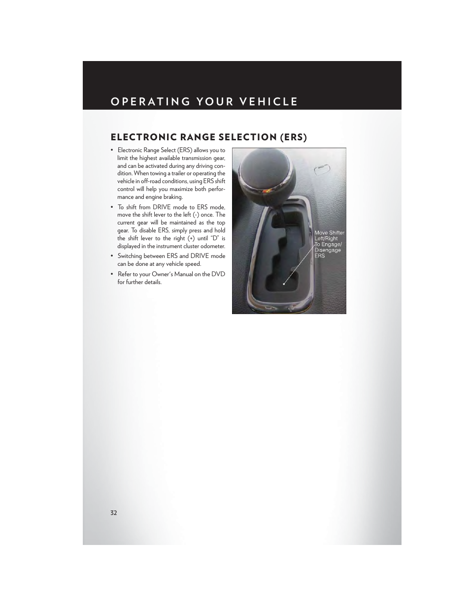 Electronic range selection (ers) | Chrysler 2013 Country - User Guide User Manual | Page 34 / 140