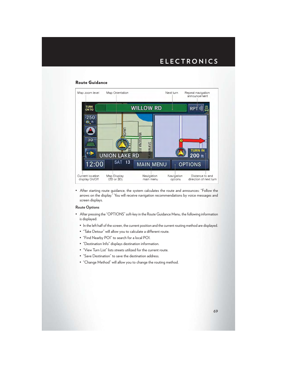Route guidance | Chrysler 2013 Country - User Guide User Manual | Page 71 / 140
