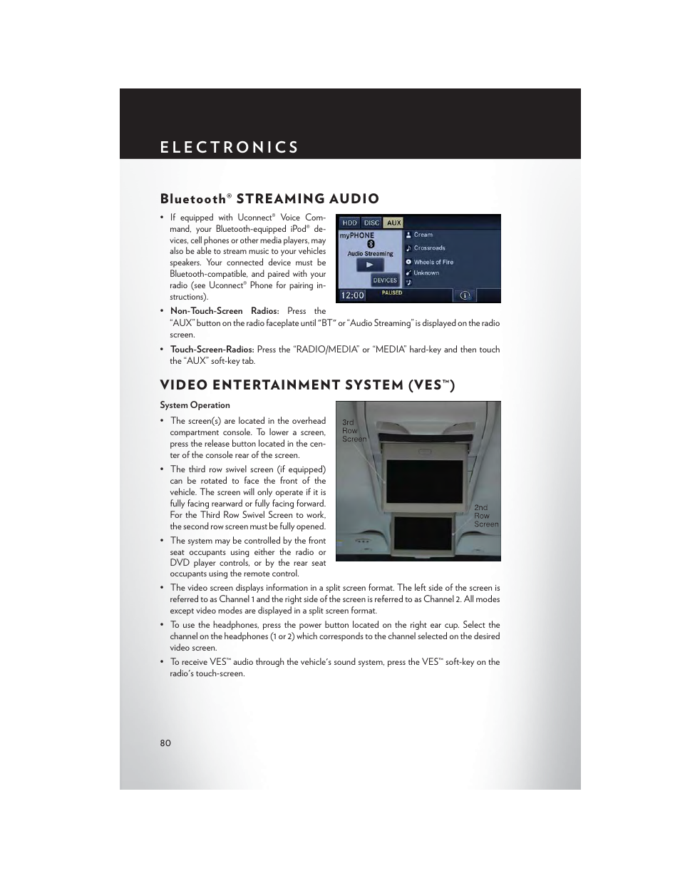 Bluetooth® streaming audio, Video entertainment system (ves™) | Chrysler 2013 Country - User Guide User Manual | Page 82 / 140