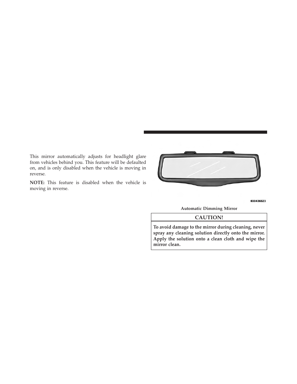Mirrors, Automatic dimming mirror | Chrysler 2014 300 - Owner Manual User Manual | Page 114 / 615