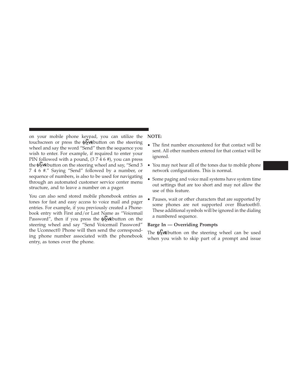 Barge in — overriding prompts | Chrysler 2014 300 - Owner Manual User Manual | Page 151 / 615