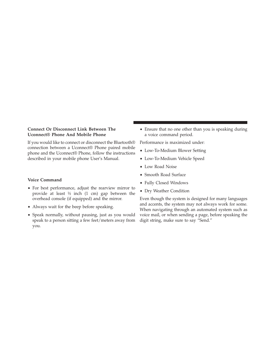 Things you should know about your uconnect® phone, Voice command, Things you should know about your | Uconnect® phone | Chrysler 2014 300 - Owner Manual User Manual | Page 154 / 615