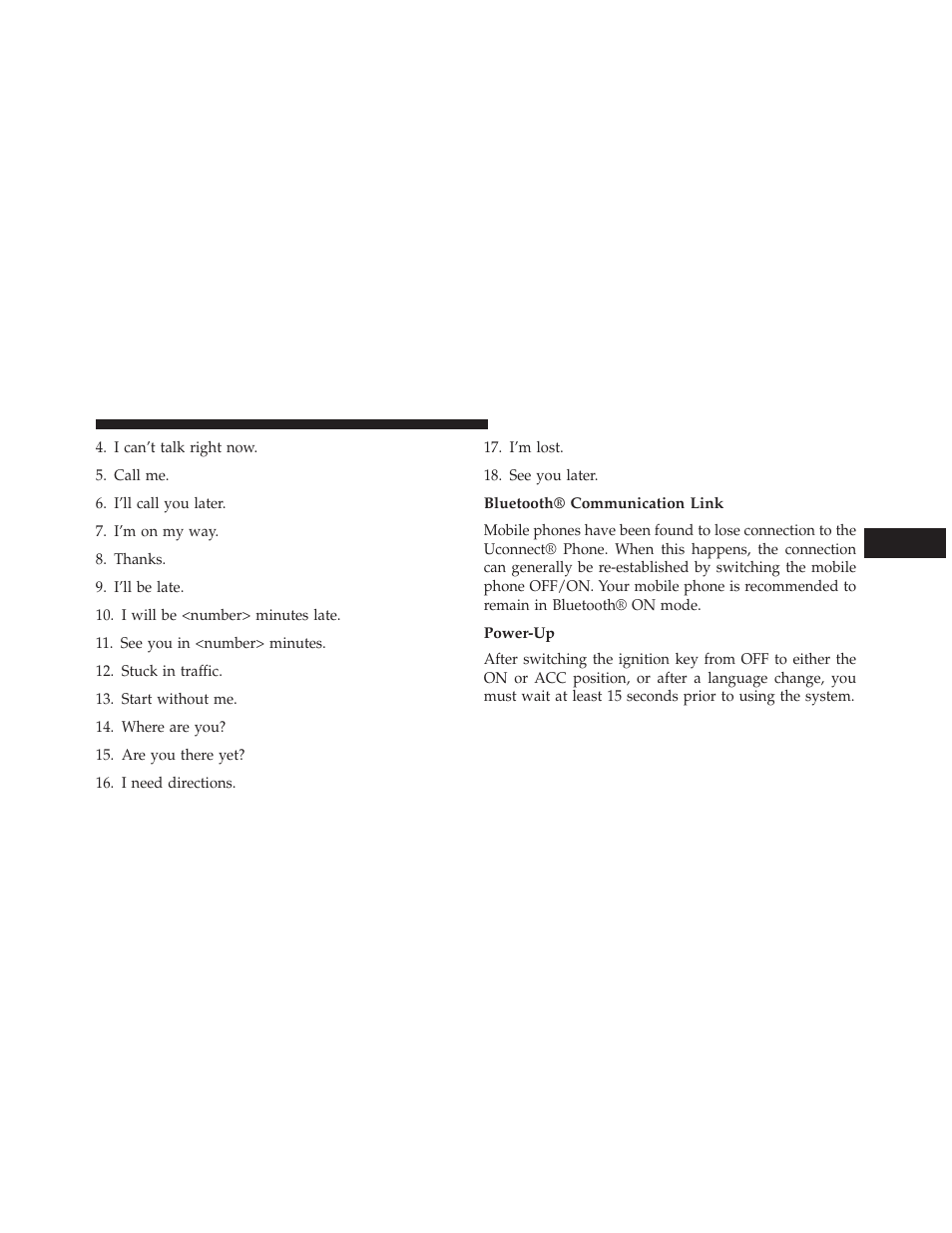 Bluetooth® communication link, Power-up | Chrysler 2014 300 - Owner Manual User Manual | Page 159 / 615