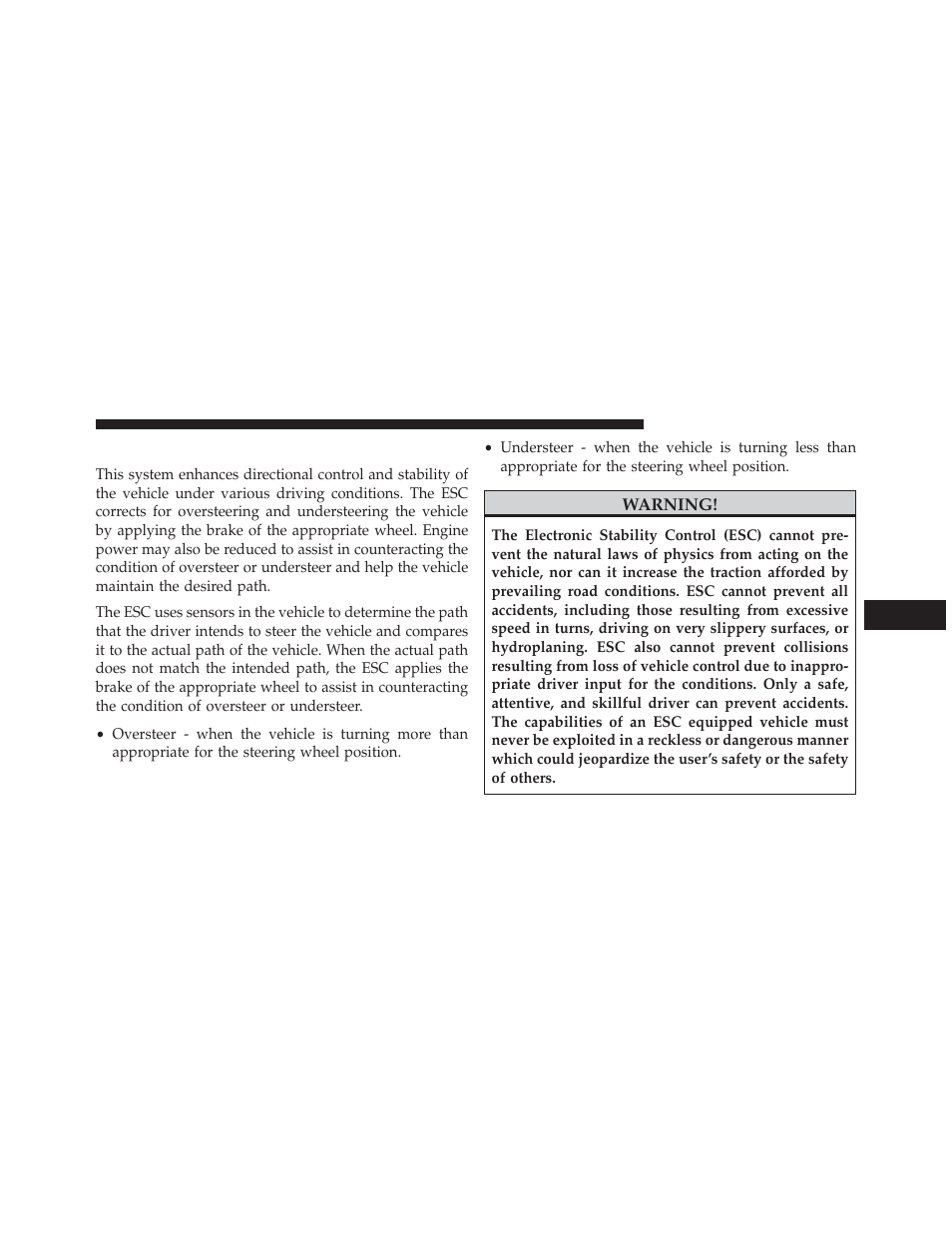 Electronic stability control (esc) | Chrysler 2014 300 - Owner Manual User Manual | Page 409 / 615