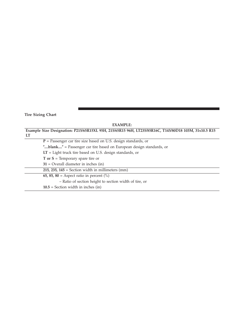 Tire sizing chart | Chrysler 2014 300 - Owner Manual User Manual | Page 418 / 615