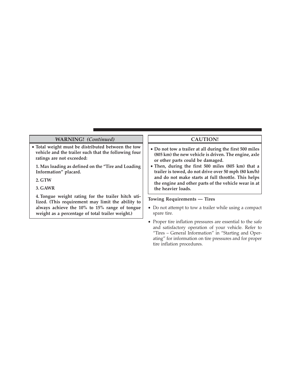 Towing requirements — tires | Chrysler 2014 300 - Owner Manual User Manual | Page 474 / 615
