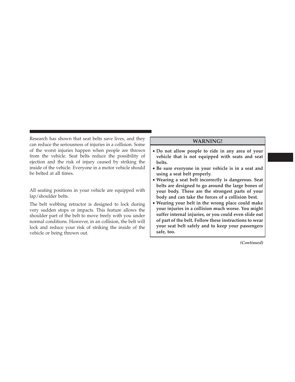 Lap/shoulder belts | Chrysler 2014 300 - Owner Manual User Manual | Page 51 / 615