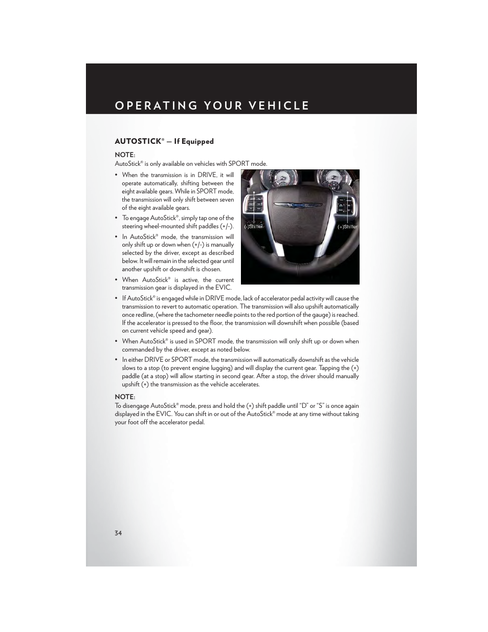 Autostick® — if equipped | Chrysler 2014 300 - User Guide User Manual | Page 36 / 132