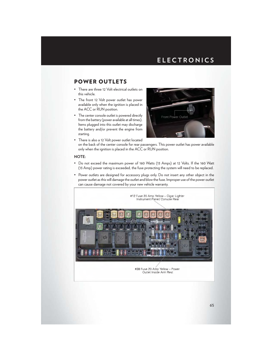 Power outlets | Chrysler 2014 300 - User Guide User Manual | Page 67 / 132