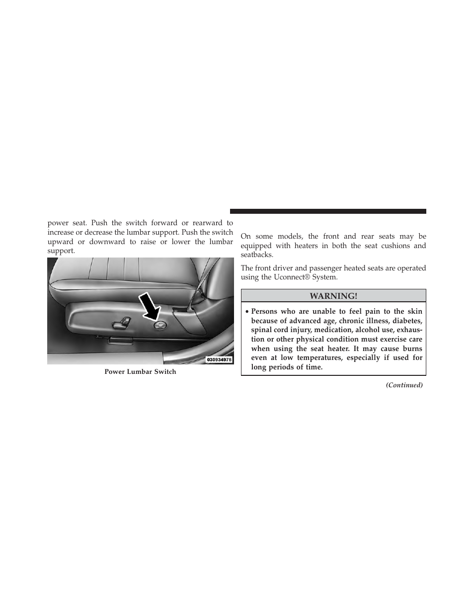 Heated seats — if equipped | Chrysler 2014 300 SRT - Owner Manual User Manual | Page 184 / 590