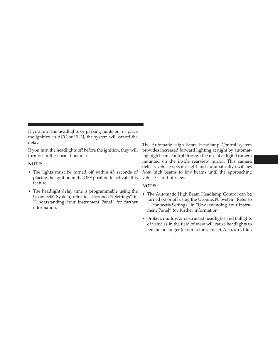 Automatic high beam headlamp control — if equipped, Automatic high beam headlamp control — if, Equipped | Chrysler 2014 300 SRT - Owner Manual User Manual | Page 199 / 590