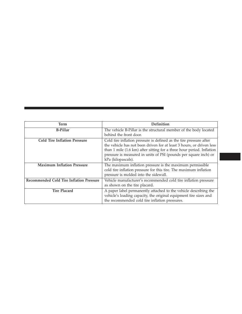 Tire terminology and definitions | Chrysler 2014 300 SRT - Owner Manual User Manual | Page 419 / 590