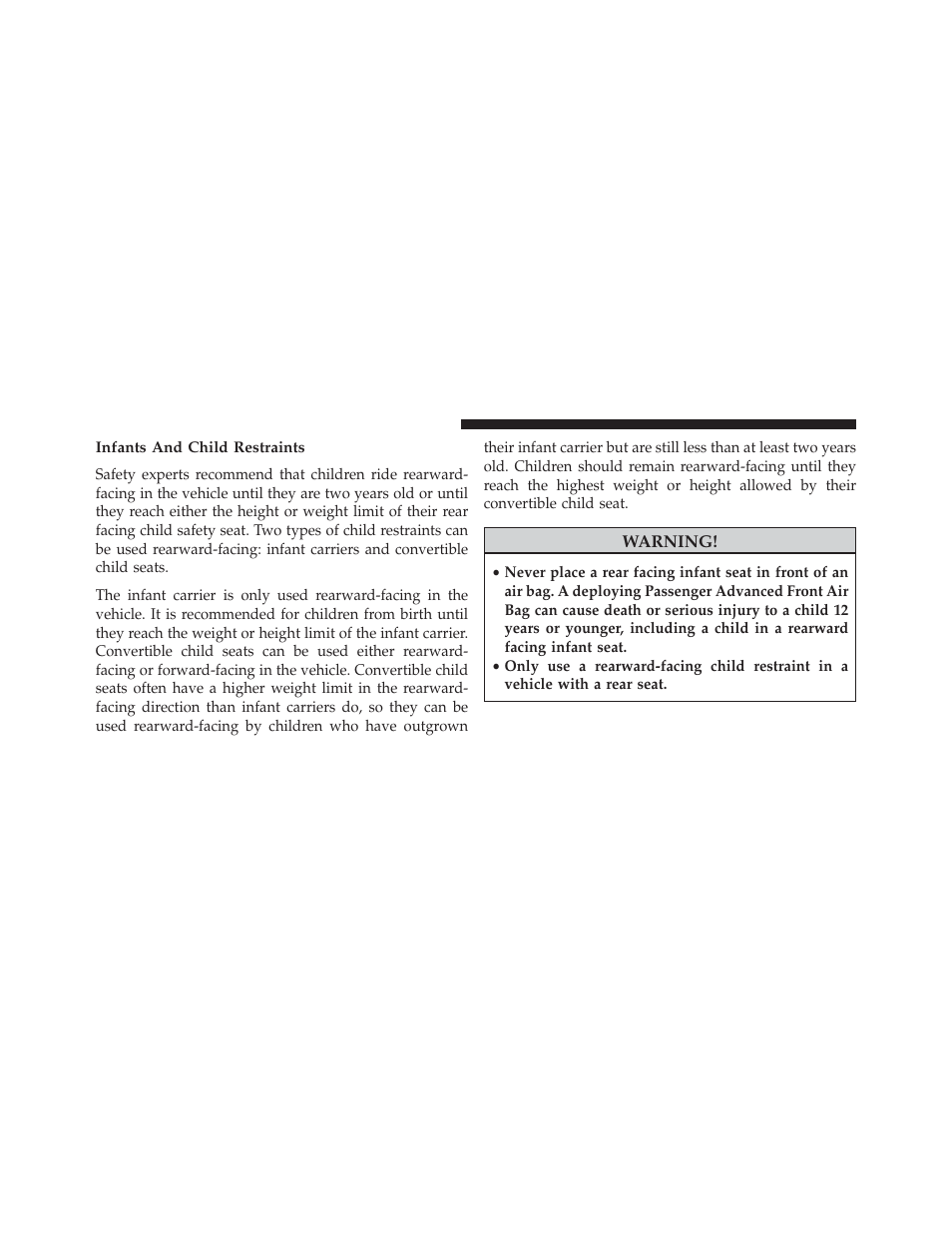 Infants and child restraints | Chrysler 2014 300 SRT - Owner Manual User Manual | Page 80 / 590