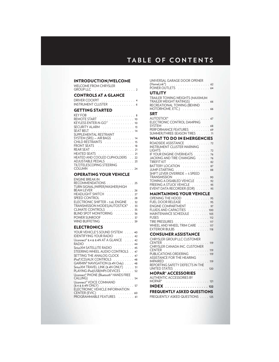 Chrysler 2014 300 SRT - User Guide User Manual | Page 3 / 132