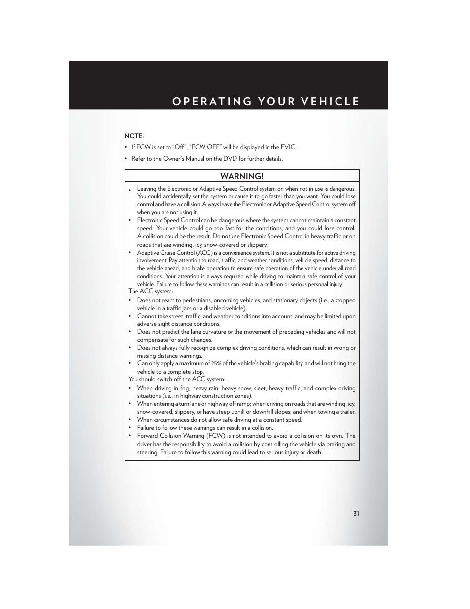 Warning | Chrysler 2014 300 SRT - User Guide User Manual | Page 33 / 132