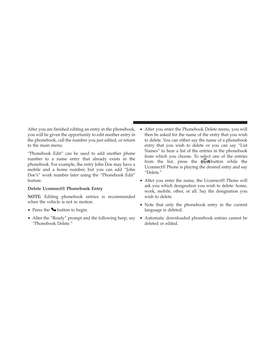 Delete uconnect® phonebook entry | Chrysler 2014 200 - Owner Manual User Manual | Page 120 / 516