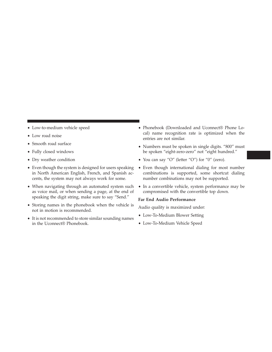 Far end audio performance | Chrysler 2014 200 - Owner Manual User Manual | Page 133 / 516