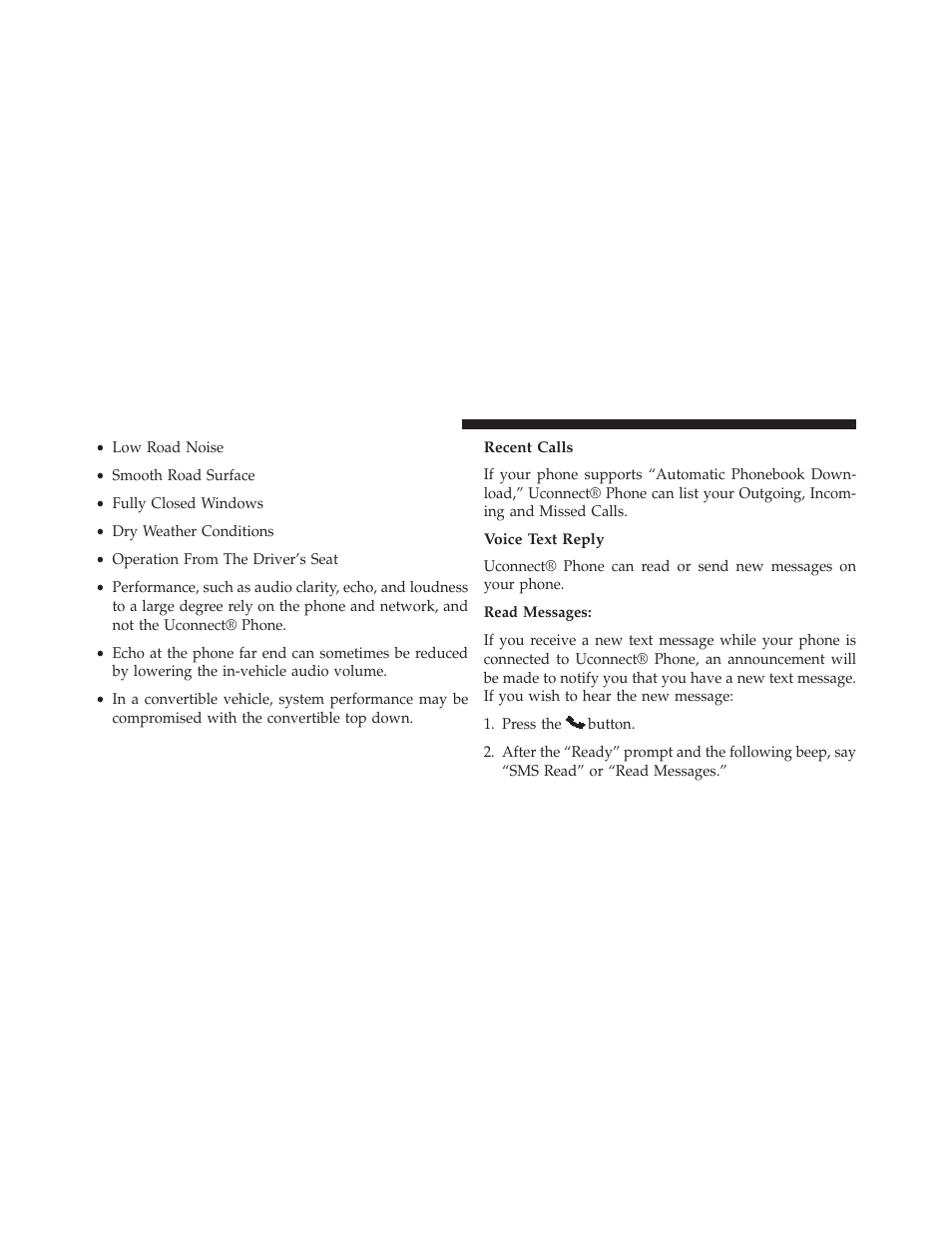 Recent calls, Voice text reply | Chrysler 2014 200 - Owner Manual User Manual | Page 134 / 516