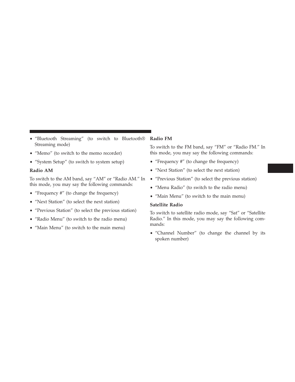 Radio am, Radio fm, Satellite radio | Chrysler 2014 200 - Owner Manual User Manual | Page 145 / 516