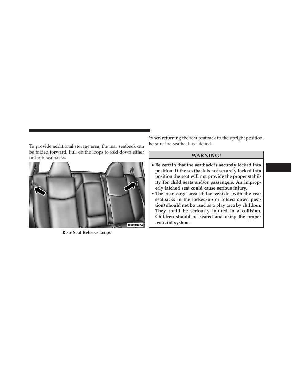 Folding rear seat | Chrysler 2014 200 - Owner Manual User Manual | Page 161 / 516
