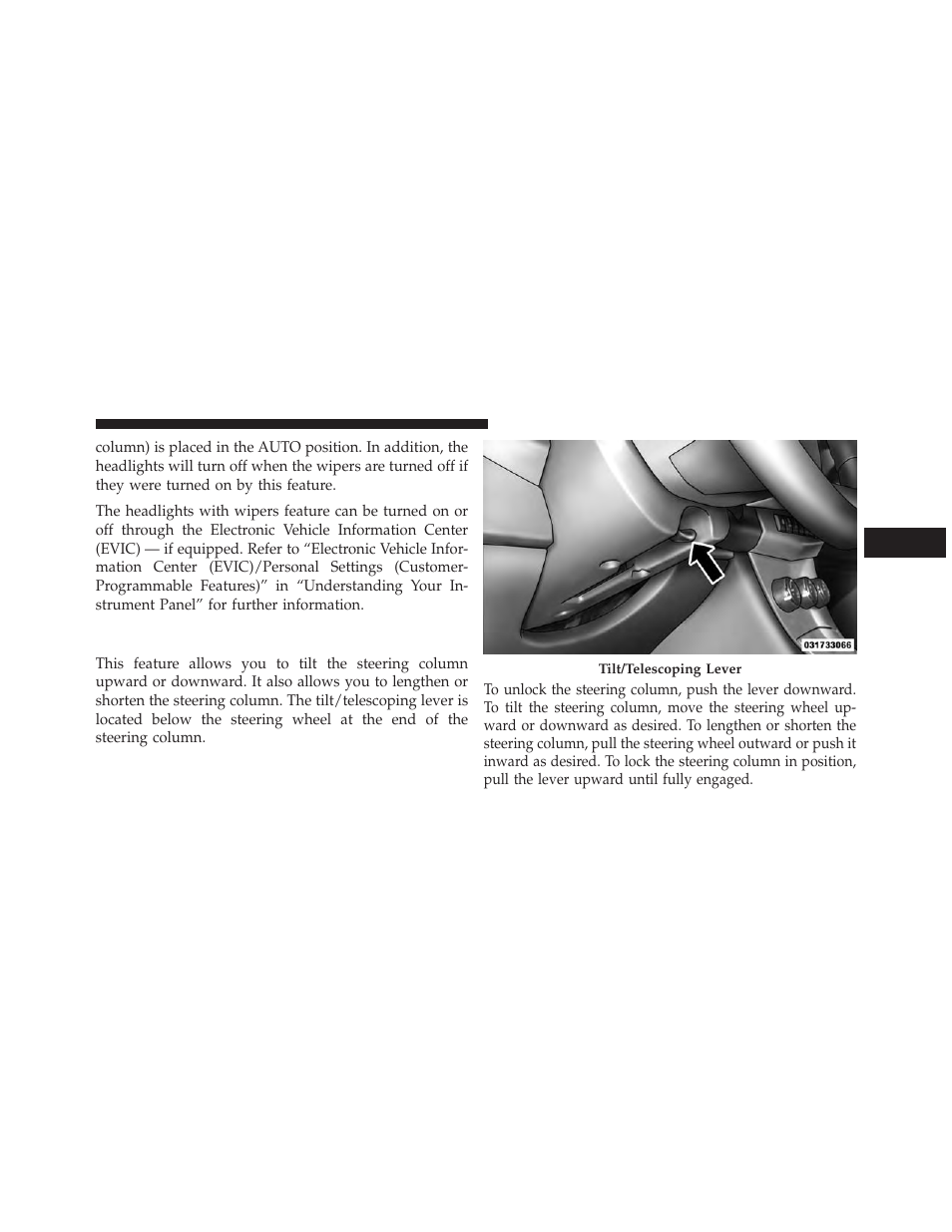 Tilt/telescoping steering column | Chrysler 2014 200 - Owner Manual User Manual | Page 175 / 516