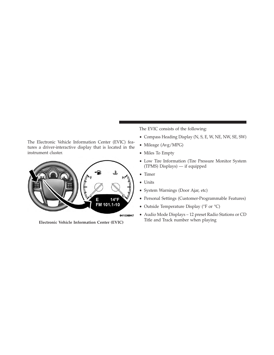 Electronic vehicle information, Center (evic) — if equipped | Chrysler 2014 200 - Owner Manual User Manual | Page 226 / 516