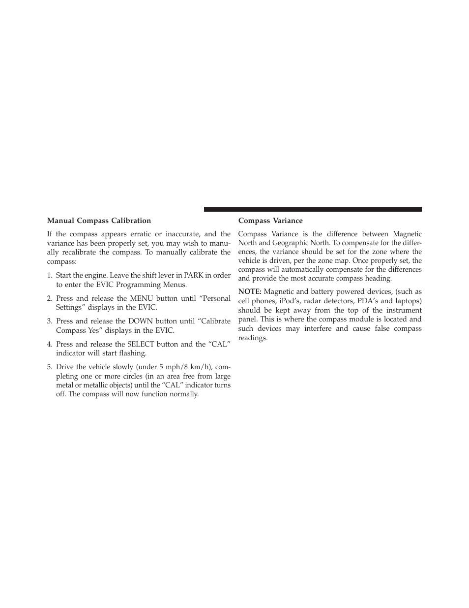 Manual compass calibration, Compass variance | Chrysler 2014 200 - Owner Manual User Manual | Page 232 / 516