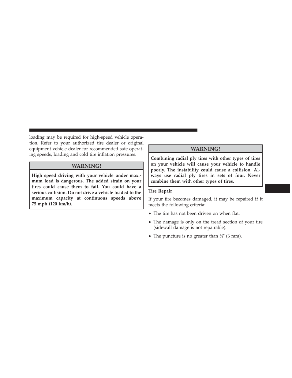 Radial ply tires | Chrysler 2014 200 - Owner Manual User Manual | Page 347 / 516