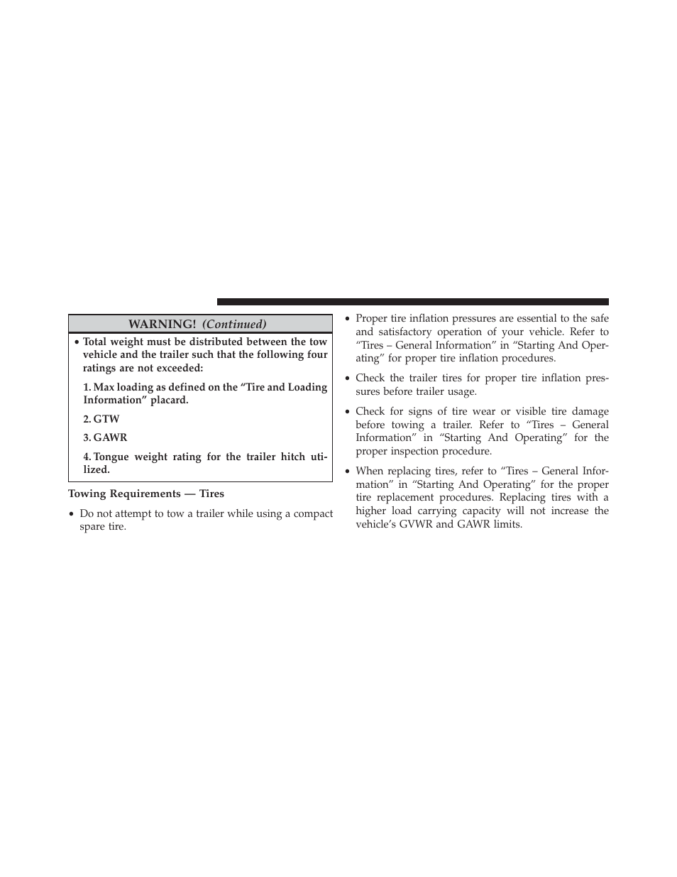 Towing requirements — tires | Chrysler 2014 200 - Owner Manual User Manual | Page 386 / 516