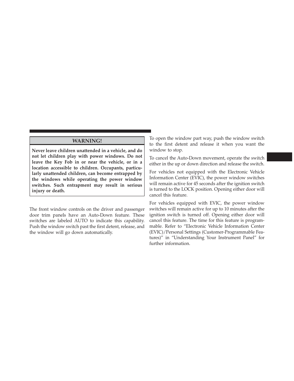 Auto window down — if equipped | Chrysler 2014 200 - Owner Manual User Manual | Page 39 / 516