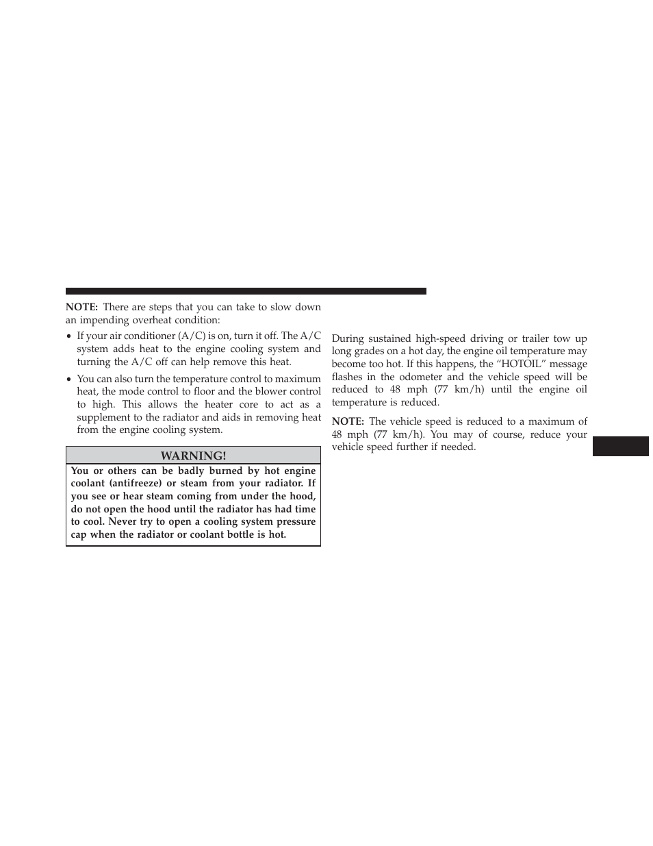 Engine oil overheating (2.4l engine only), If equipped | Chrysler 2014 200 - Owner Manual User Manual | Page 395 / 516