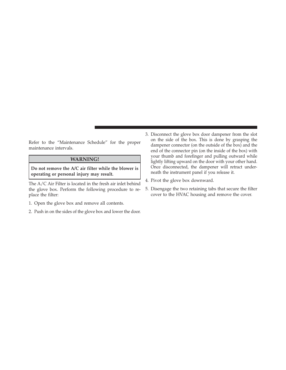 A/c air filter — if equipped | Chrysler 2014 200 - Owner Manual User Manual | Page 434 / 516