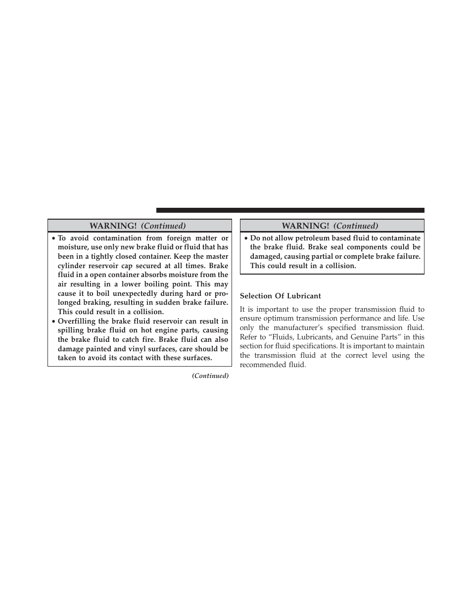 Automatic transmission, Selection of lubricant | Chrysler 2014 200 - Owner Manual User Manual | Page 448 / 516