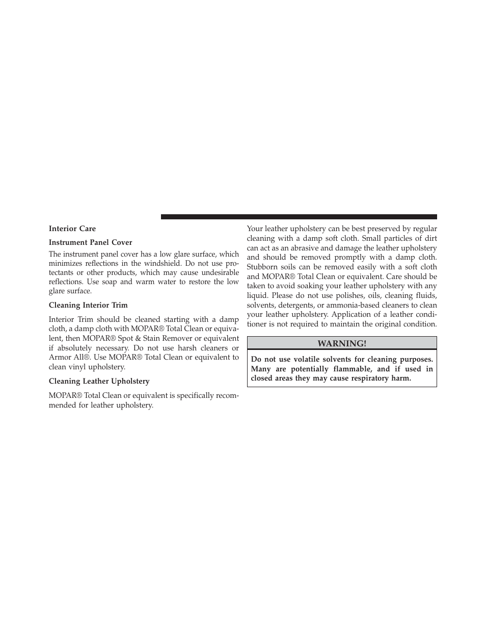 Interior care | Chrysler 2014 200 - Owner Manual User Manual | Page 456 / 516