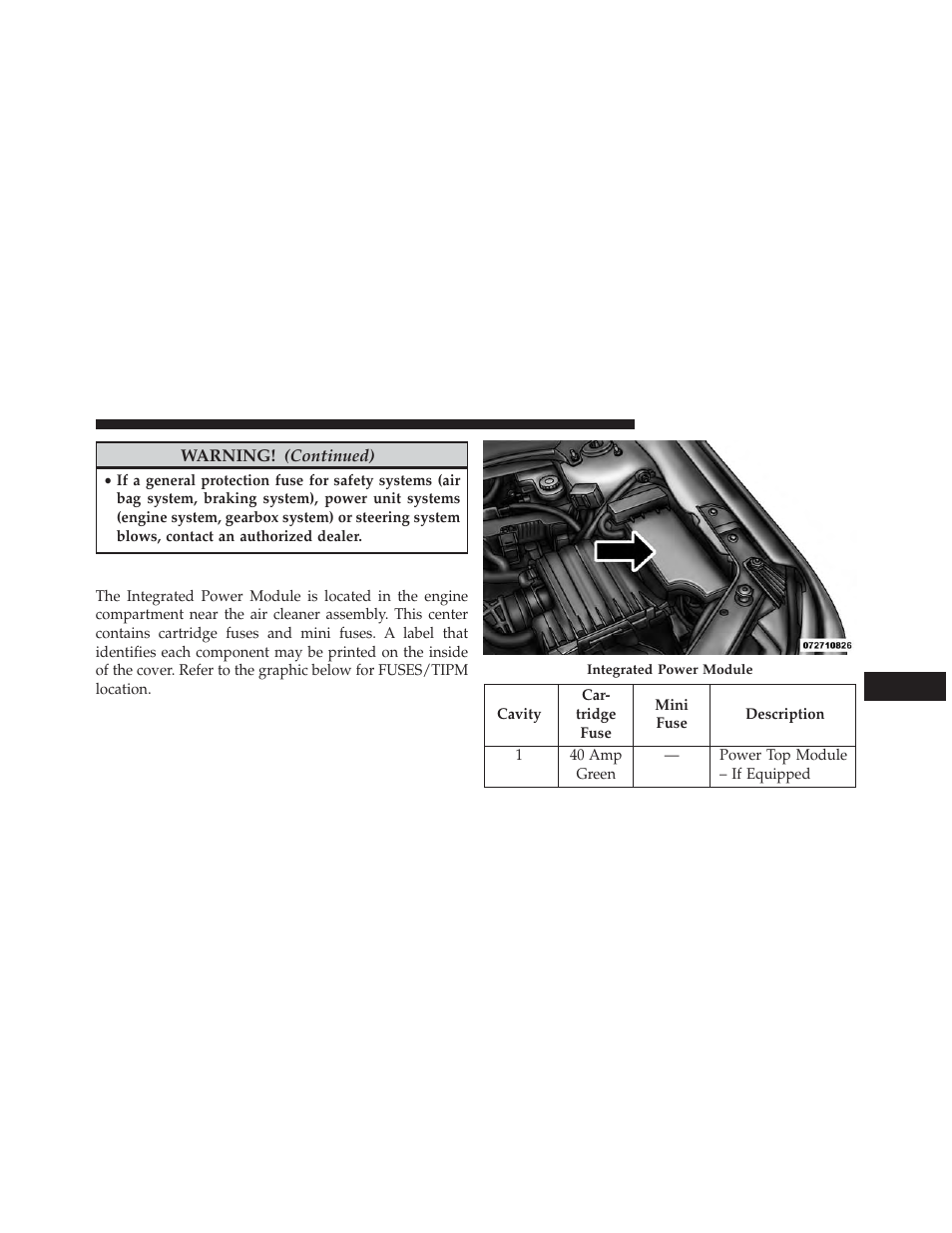 Integrated power module | Chrysler 2014 200 - Owner Manual User Manual | Page 459 / 516