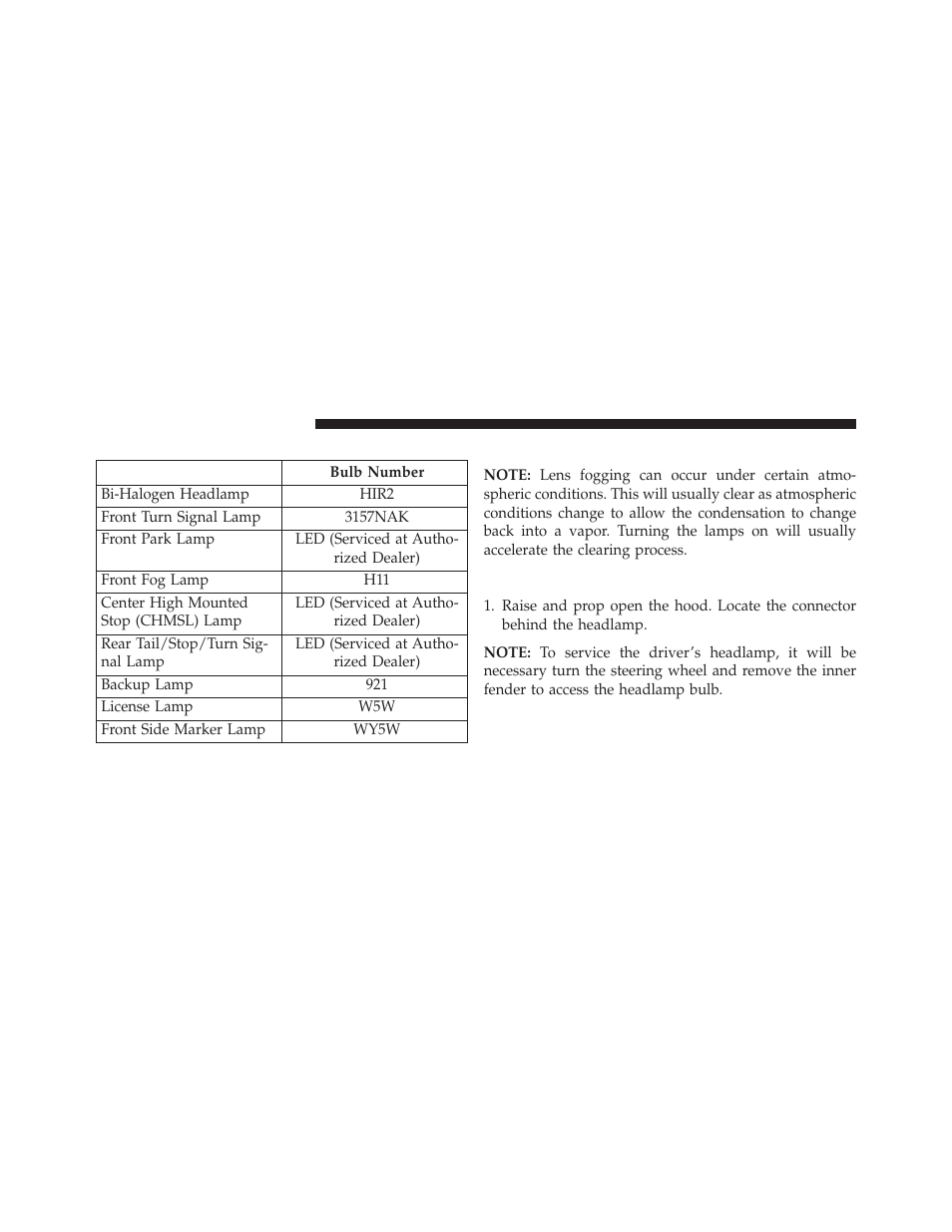 Bulb replacement, Headlamp | Chrysler 2014 200 - Owner Manual User Manual | Page 466 / 516