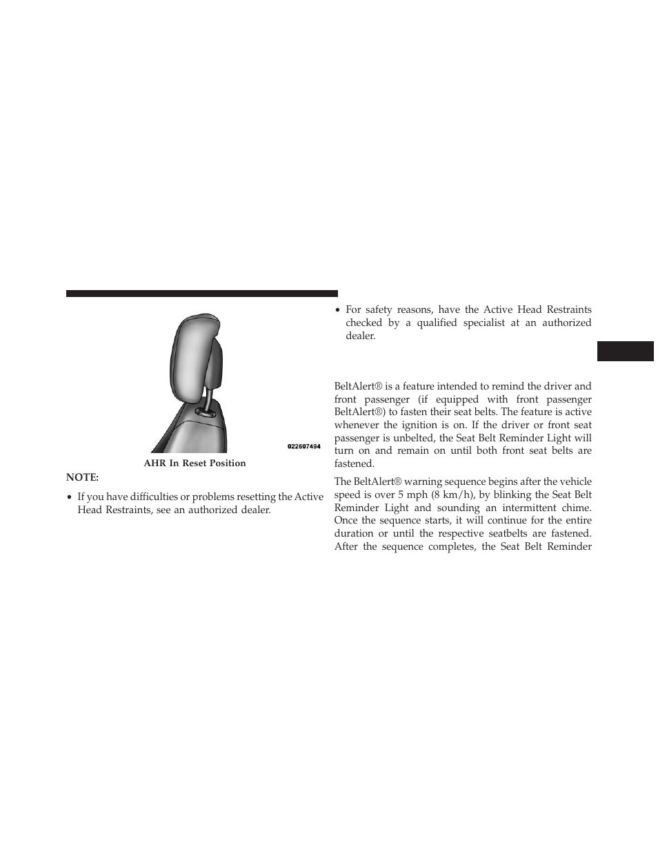 Enhanced seat belt use reminder system, Beltalert®) | Chrysler 2014 200 - Owner Manual User Manual | Page 59 / 516