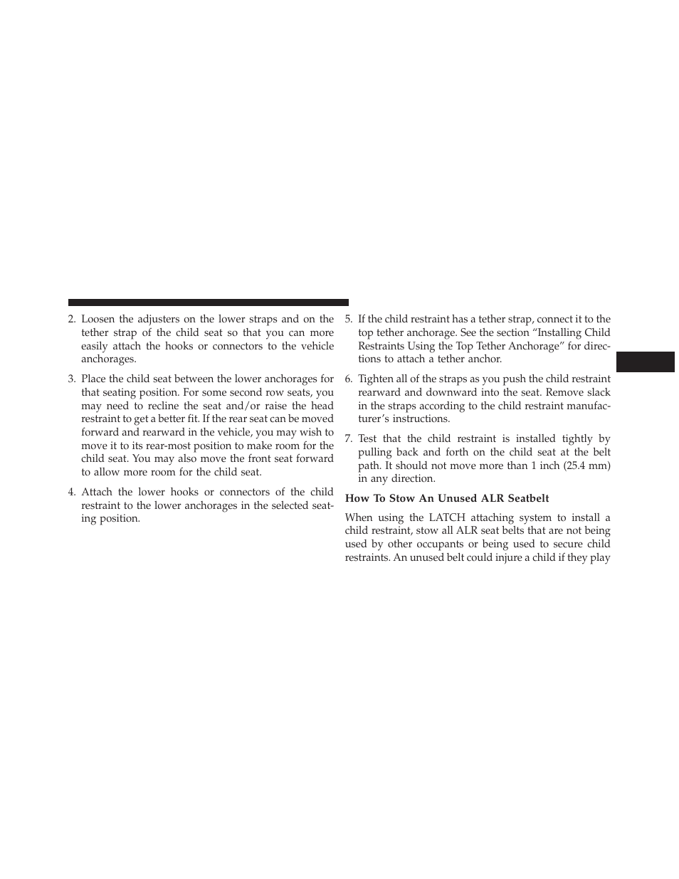 How to stow an unused alr seatbelt | Chrysler 2014 200 - Owner Manual User Manual | Page 89 / 516