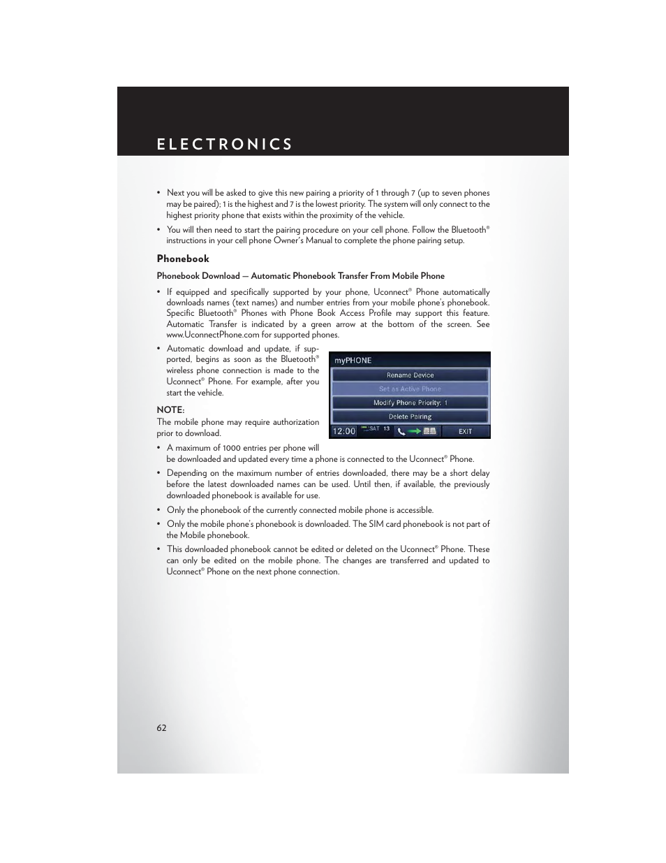 Phonebook | Chrysler 2014 200 - User Guide User Manual | Page 64 / 116