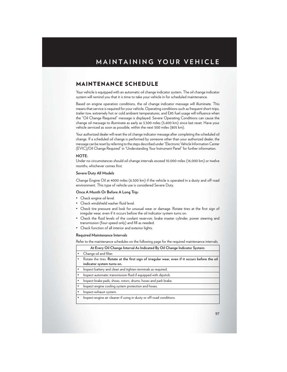 Maintenance schedule | Chrysler 2014 200 - User Guide User Manual | Page 99 / 116